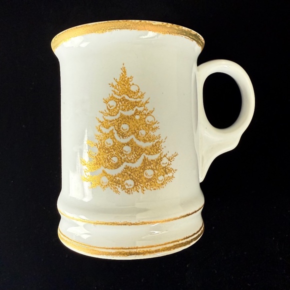 Williams Sonoma Mug Gold Christmas Tree Microwave Dishwasher Safe Excellent Gift - Picture 1 of 12